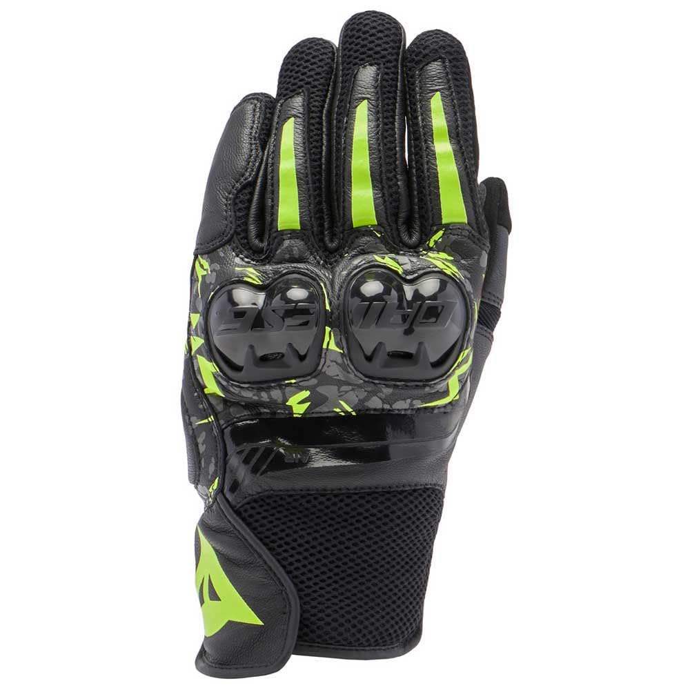 Dainese - Mig 3 Unisex Gloves, Leder-Motorradhandschuhe, Knöchelschutz, Touchscreen, für Männer und Frauen, Schwarz/Anthrazit/Fluo Gelb, M von Dainese