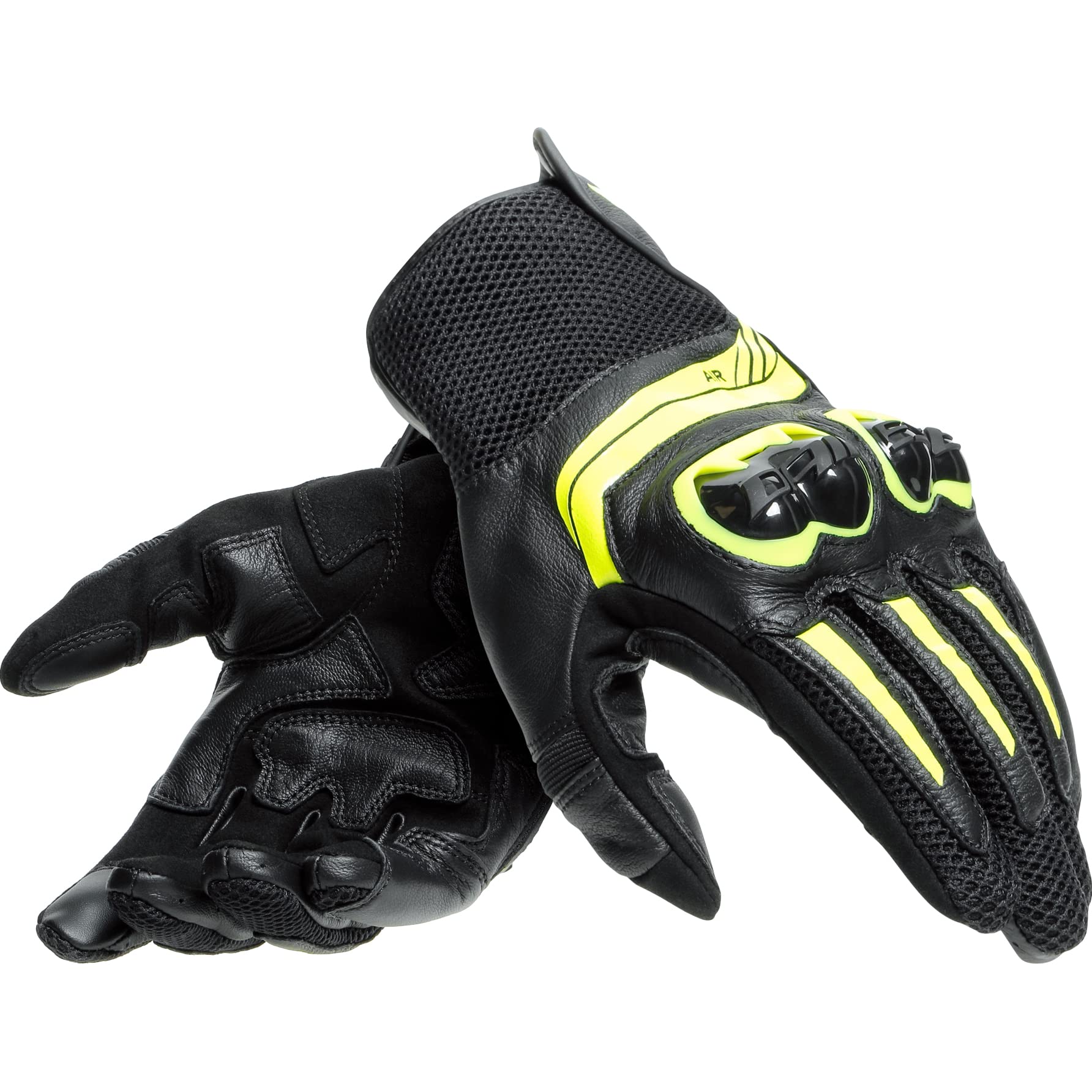 Dainese Mig 3 Unisex Leather Gloves, Motorradhandschuhe Leder mit Protektoren, für Damen und Herren, Schwarz/Fluo-Gelb, L von Dainese