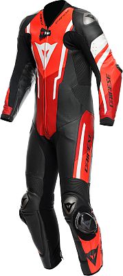 Dainese Misano 3 D-air, Lederkombi 1tlg. perforiert - Schwarz/Rot/Neon-Rot/Weiß - 52 von Dainese