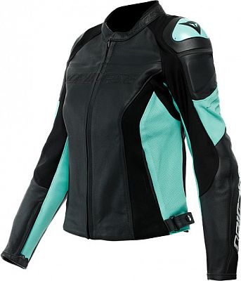 Dainese Racing 4, Lederjacke perforiert Damen - Schwarz/Türkis - 38 von Dainese