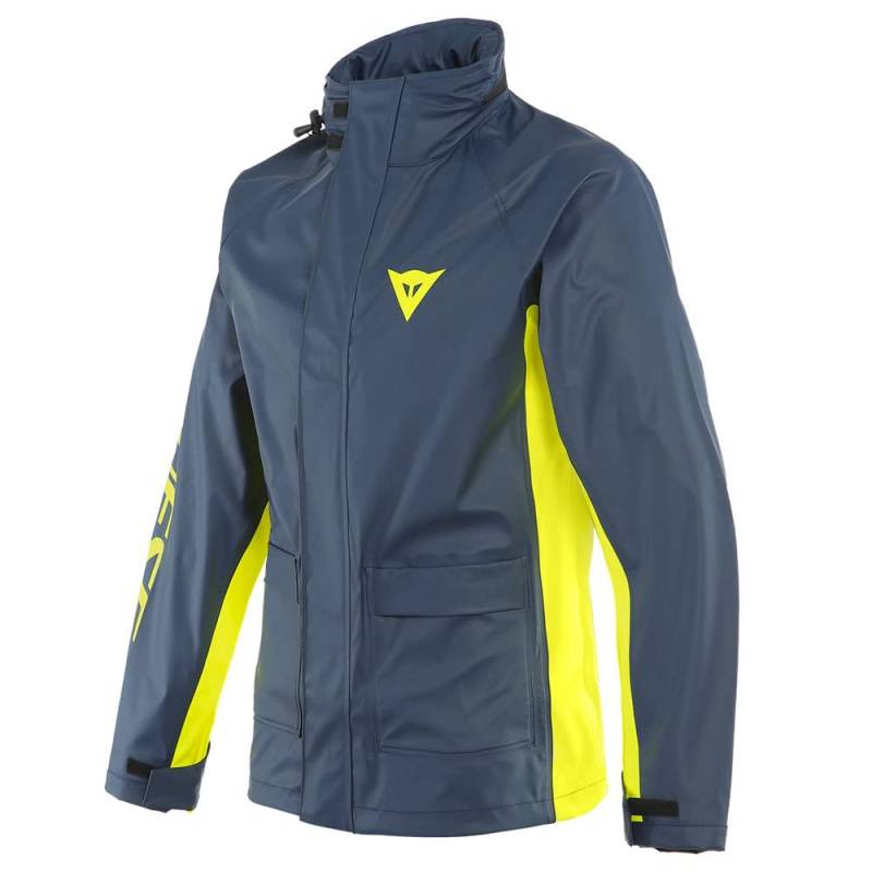 Dainese Storm 2 Unisex Jacket, Motorrad Regenjacke Wasserdicht Faltbar, für Damen und Herren, Black-Iris/Fluo-Gelb, S von Dainese