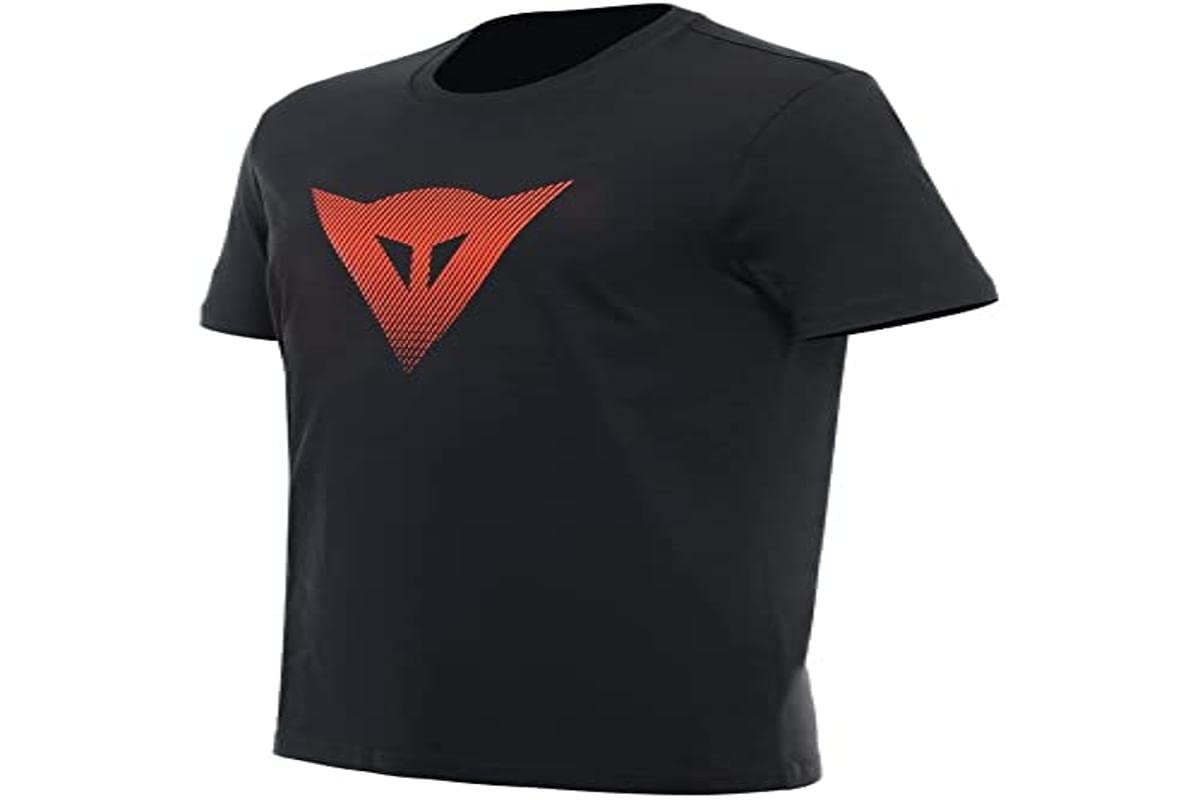 Dainese T-Shirt Logo, T-Shirt Kurzarm 100% Baumwolle, Herren, Schwarz/Fluo-Rot, S von Dainese