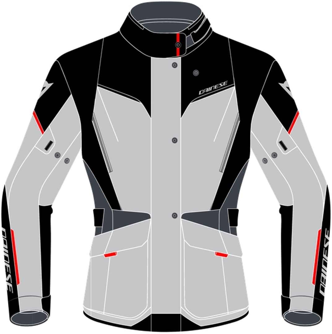 Dainese - Tempest 3 D Dry Lady, Motorradtourenjacke Für Damen, Wasserdichte Jacke, Herausnehmbares Thermofutter, Schulter Und Ellbogenschutz, Eisgrau/Schwarz/Lavarot, 54 von Dainese