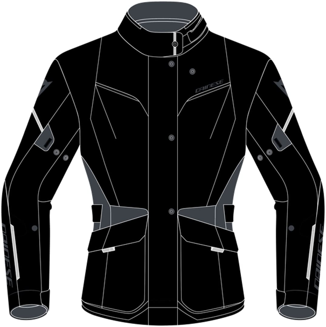 Dainese - Tempest 3 D Dry Lady, Motorradtourenjacke Für Damen, Wasserdichte Jacke, Herausnehmbares Thermofutter, Schulter Und Ellbogenschutz, Schwarz/Schwarz/Ebony, 48 von Dainese