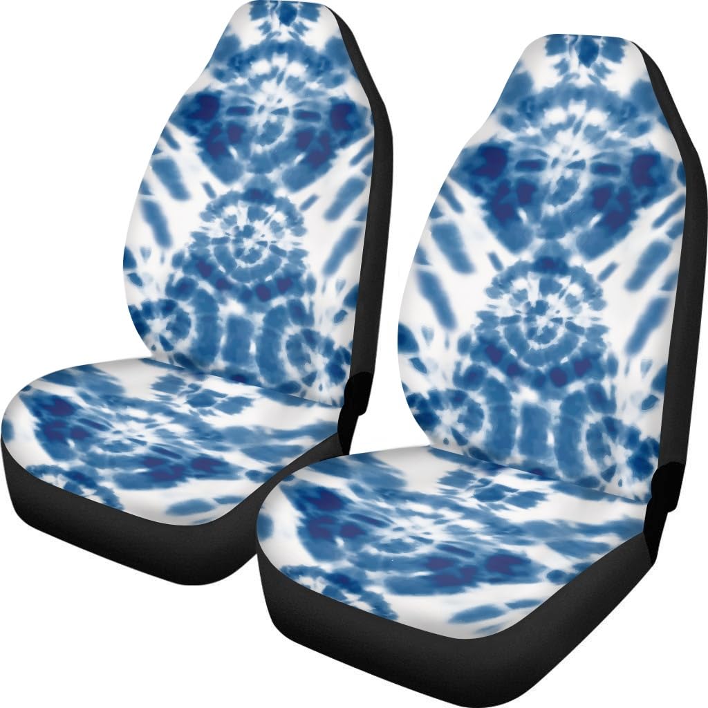 Dajingkj Blaue Tie-Dye-Muster Auto Sitzbezüge Vorne Auto Dekoration Damen Herren Universal Schalensitzbezug Fahrzeug-Vordersitze-Schutz 2 Stück Dajingkj Blaue Tie-Dye-Muster Auto Sitzbezüge Vorne Auto Dekoration Damen Herren Universal Schalensitzbezug Fahrzeug-Vordersitze-Schutz 2 Stück von Dajingkj
