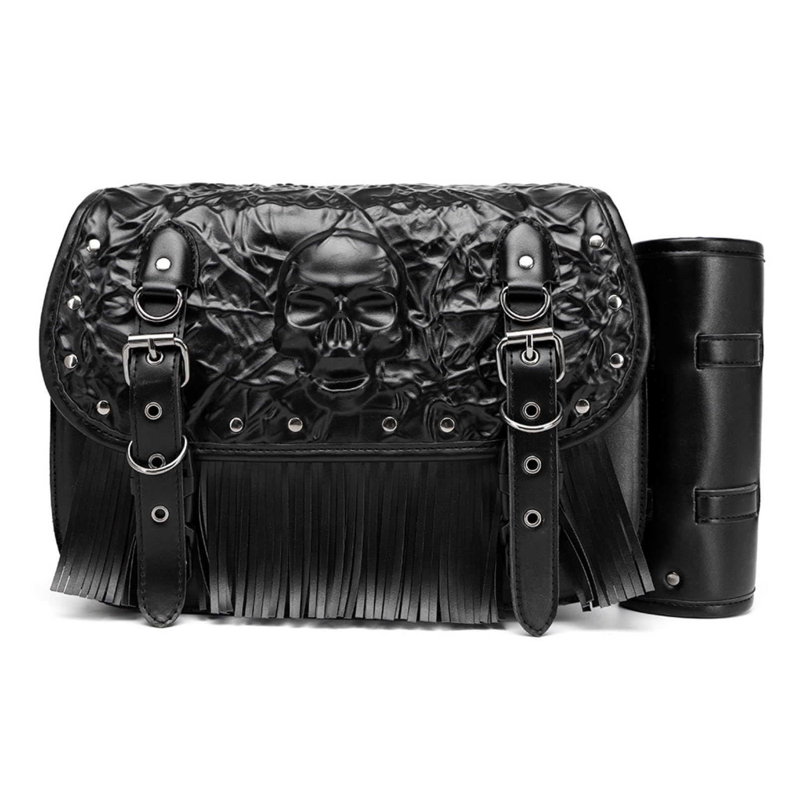 Dajingkj Motorrad Satteltasche Universal Lenkertasche Roll Satteltaschen mit Schloss PU Leder 3D-Totenkopf-Prägemuster Wasserdicht Stilvolle Vintage Motorrad Lenker Werkzeugtasche Dajingkj Motorrad Satteltasche Universal Lenkertasche Roll Satteltaschen mit Schloss PU Leder 3D-Totenkopf-Prägemuster Wasserdicht Stilvolle Vintage Motorrad Lenker Werkzeugtasche von Dajingkj