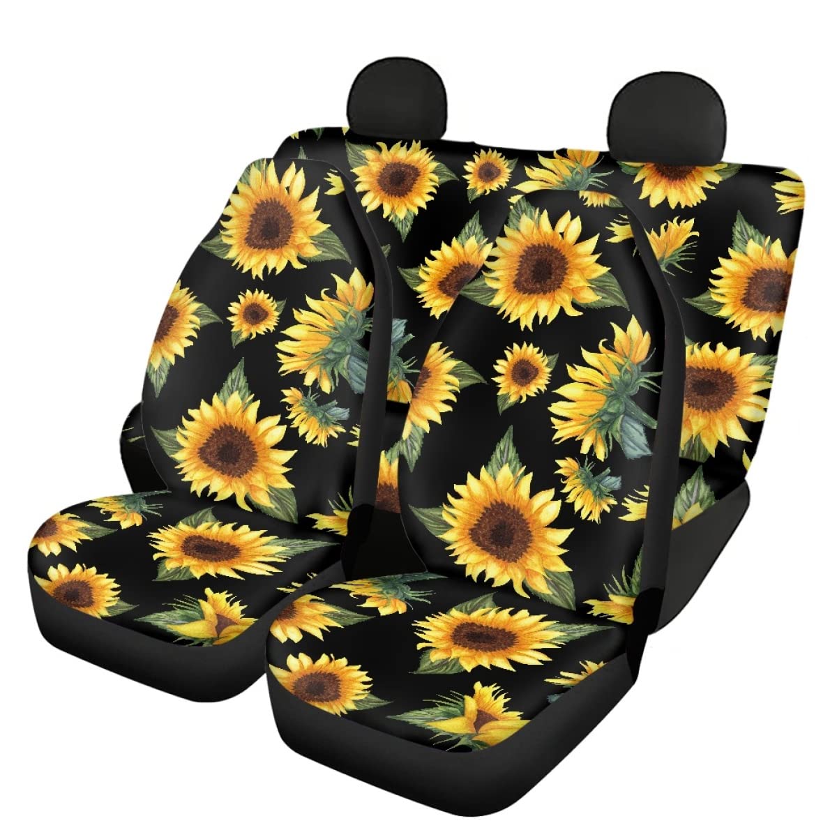 Dajingkj Sonnenblumen-Autositzbezüge, komplettes Set für Frauen, 4 Stück, Auto-Vordersitzbezüge, Rücksitzschoner, niedliche Auto-Innenbezüge, passend für die meisten Limousinen, SUVs, Vans Dajingkj Sonnenblumen-Autositzbezüge, komplettes Set für Frauen, 4 Stück, Auto-Vordersitzbezüge, Rücksitzschoner, niedliche Auto-Innenbezüge, passend für die meisten Limousinen, SUVs, Vans von Dajingkj
