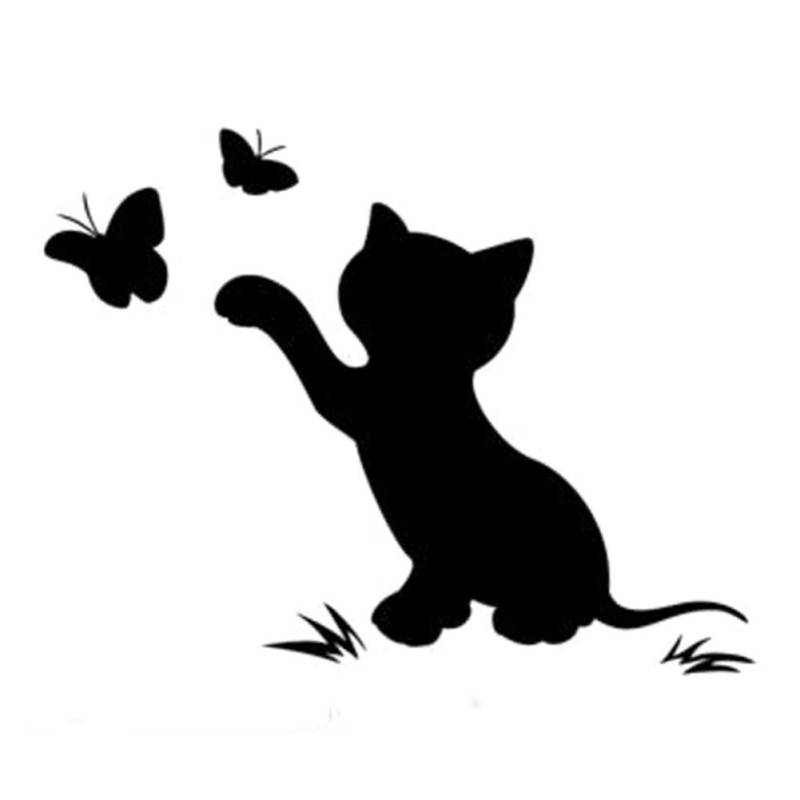 Dandeliondeme Lustige Katze Schmetterling LKW Auto Aufkleber Vinyl Stoßstange Dekorative für Notebook Skateboard Gepäck Koffer MacBook Auto Fahrrad Stoßstange Schwarz von Dandeliondeme