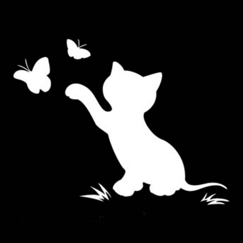 Dandeliondeme Lustige Katze Schmetterling LKW Auto Aufkleber Vinyl Stoßstange Dekorative für Notebook Skateboard Gepäck Koffer MacBook Auto Fahrrad Stoßstange Weiß von Dandeliondeme