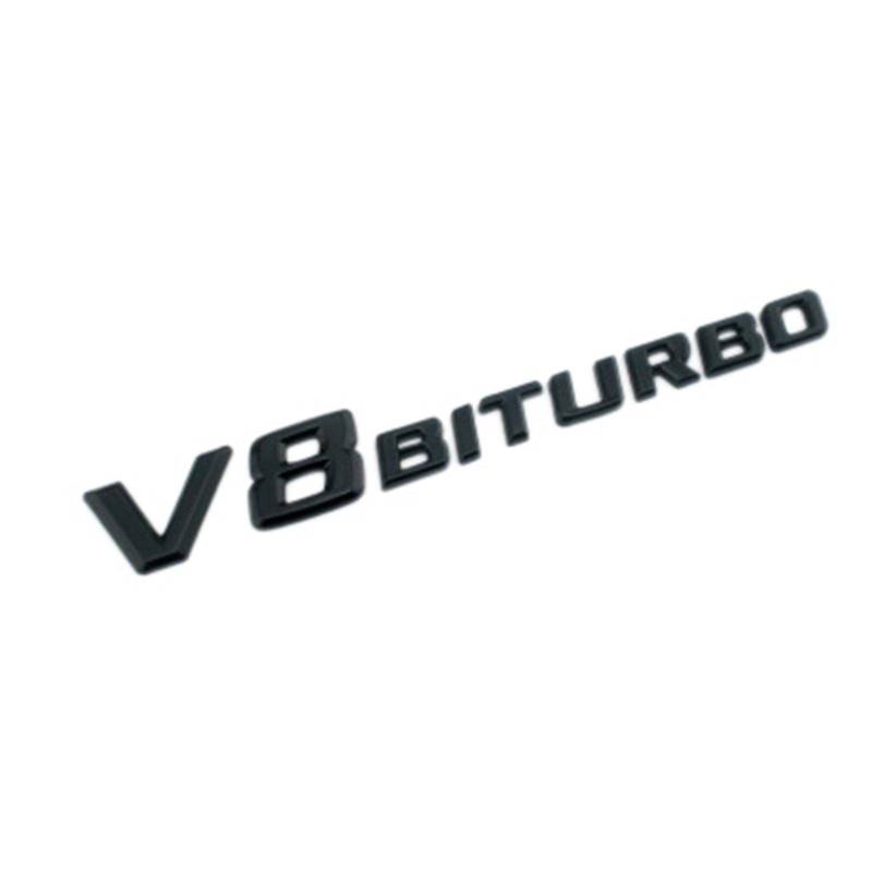 Danfer 2PCS BITURBO Emblem Zeichen Chrom Schriftzug 3D Logo Auto, Emblem 3D V8 Biturbo Schriftzug Kunststoff Mit Schaumstoff Kleberückseite Badge Auto Aufkleber Car Sticker, Schwarz/Silber 20x2.3cm von Danfer