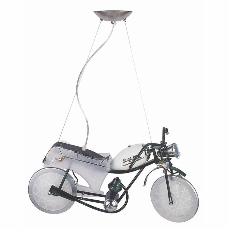 Dapo Designer Glas-Pendelleuchte Motiv MOTORRAD, mit Fernbedienung, buntes Wechsel-LED-Licht an den Blinkern von Dapo