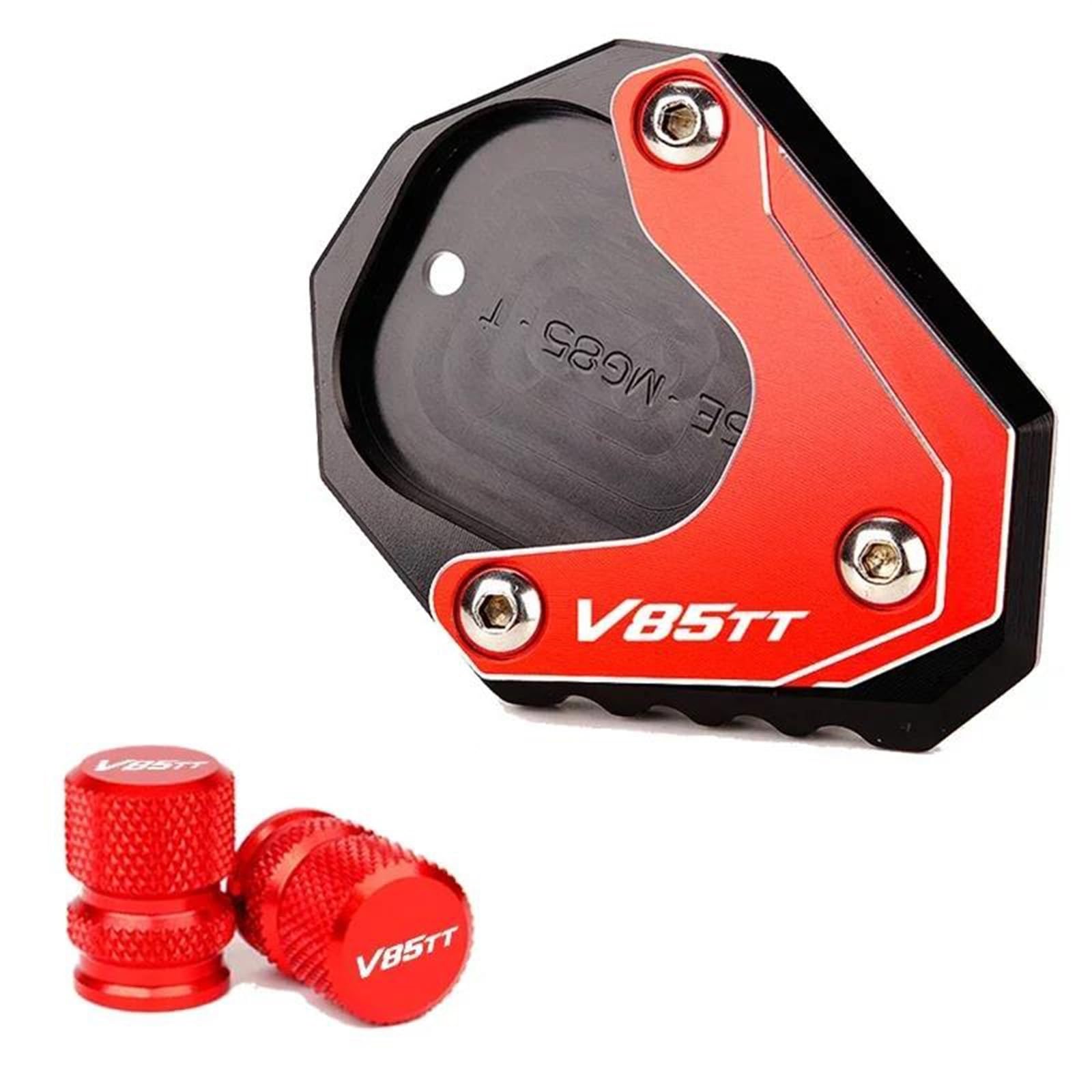 Ständer Motorrad Zubehör Ständer Fuß Seite Stehen Enlarger Pad Ventil Kappen Für Moto Für Guzzi V85TT V85 TT V 85 TT 2020 2021 2022 (Color : Red Combo) von DarbuT