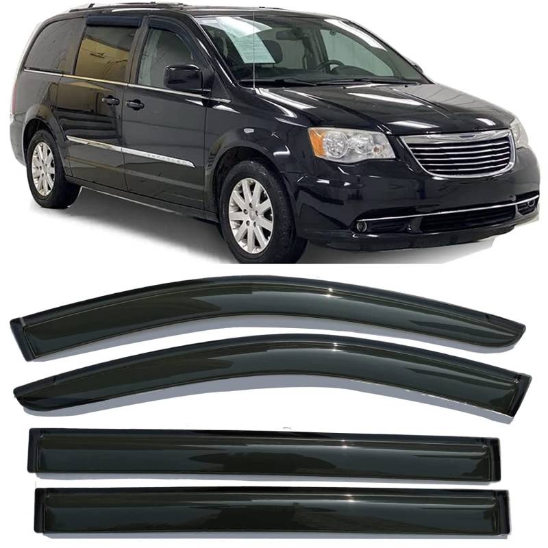 Seitenfenstervisier für 2008–2018 Chrysler Town and Country & Dodge Grand Caravan, Regenschutz, Sonnenschutz, Windabweiser 94251, 4 Stück von Darodcar