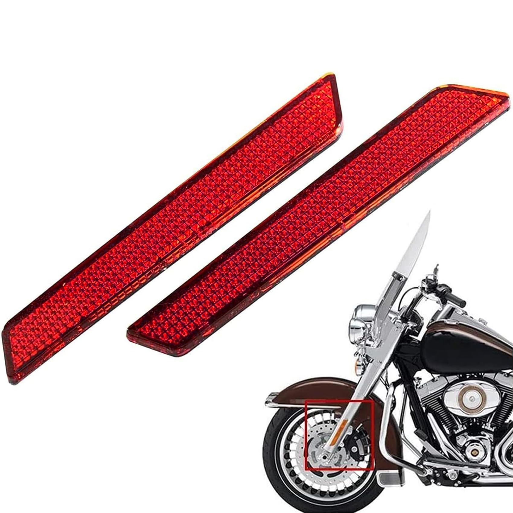 Dasing 2 Stück Motorrad Fahrrad E4 Roter hinten Selbstklebend Rückstrahler Katzenauge für Touring Street Glide Road FLT/FLHT 2014+ ZubehöR, Rot von Dasing