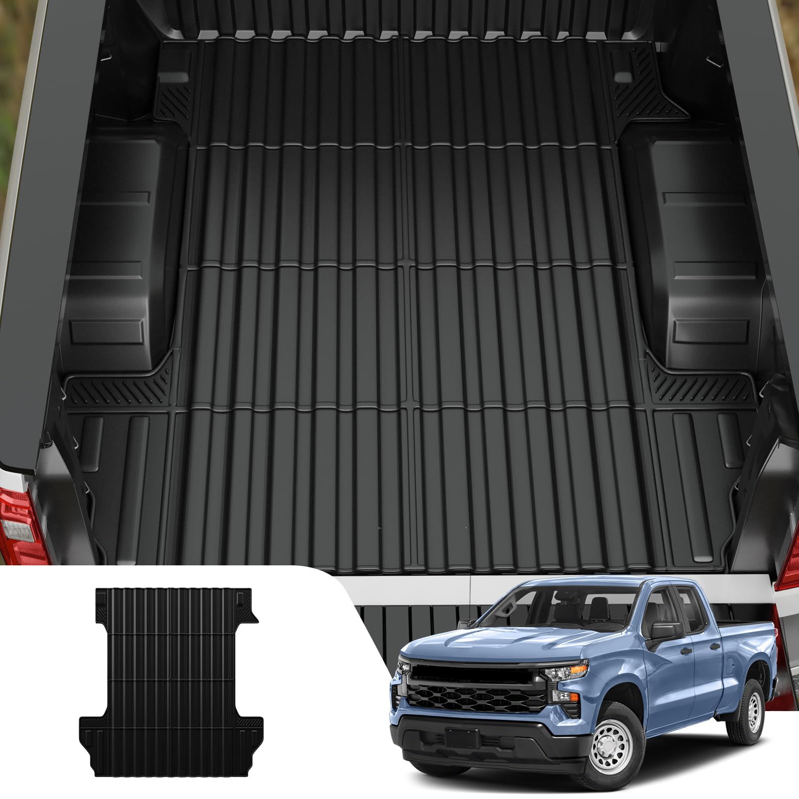 Dattumar LKW-Bettmatte, kompatibel mit Chevrolet Silverado 2019–2024, 5,8 m, Allwetter-Betteinlage, 2023 Silverado-Zubehör (615,4–2024,5 m) von Dattumar