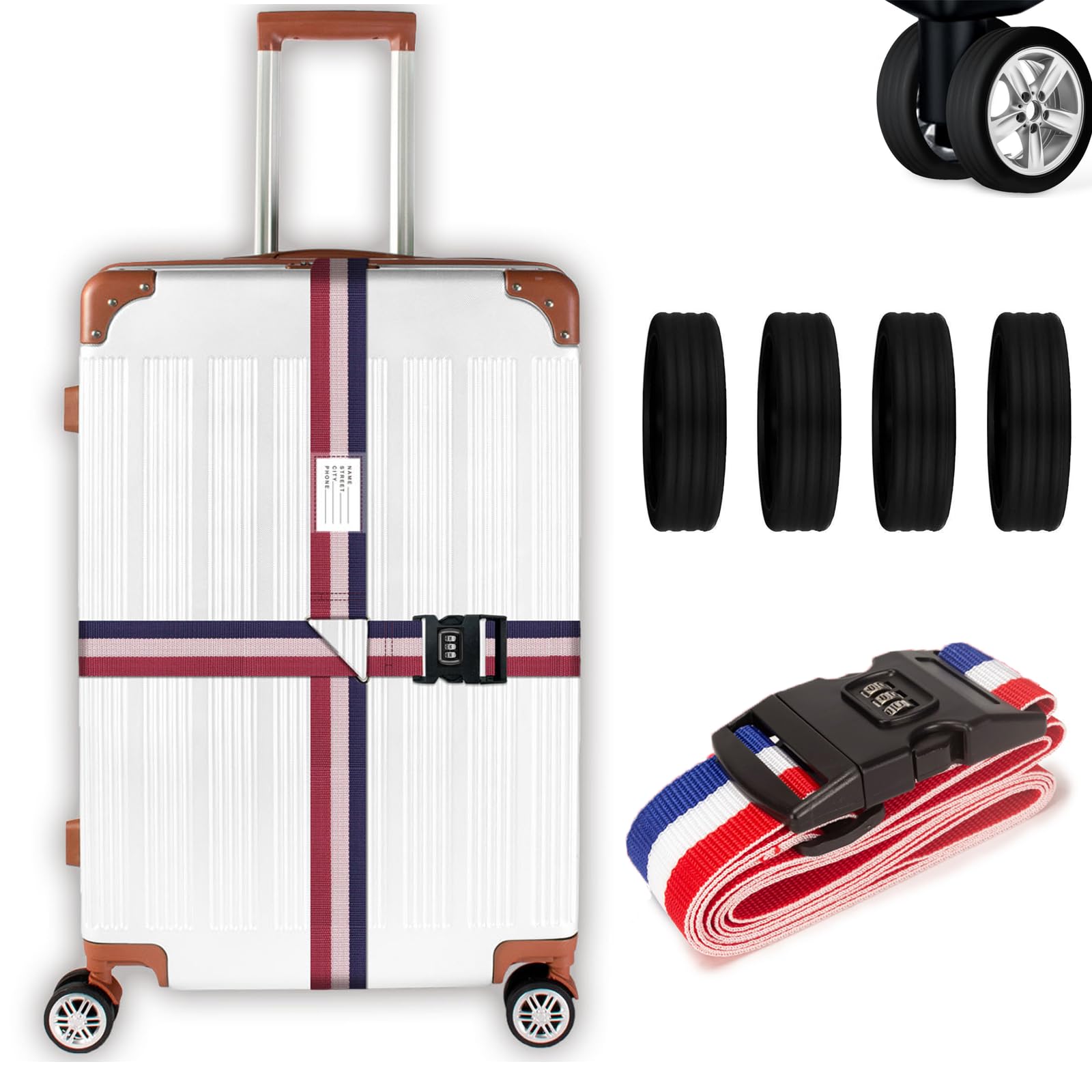 DawlQawwi Langer Kreuzgurt, Koffergurt, Reisekoffer, verstellbarer Gepäckgurt, Reisekofferarmband mit Schlitz für Passwort, Farben der Flagge DawlQawwi Langer Kreuzgurt, Koffergurt, Reisekoffer, verstellbarer Gepäckgurt, Reisekofferarmband mit Schlitz für Passwort, Farben der Flagge von DawlQawwi
