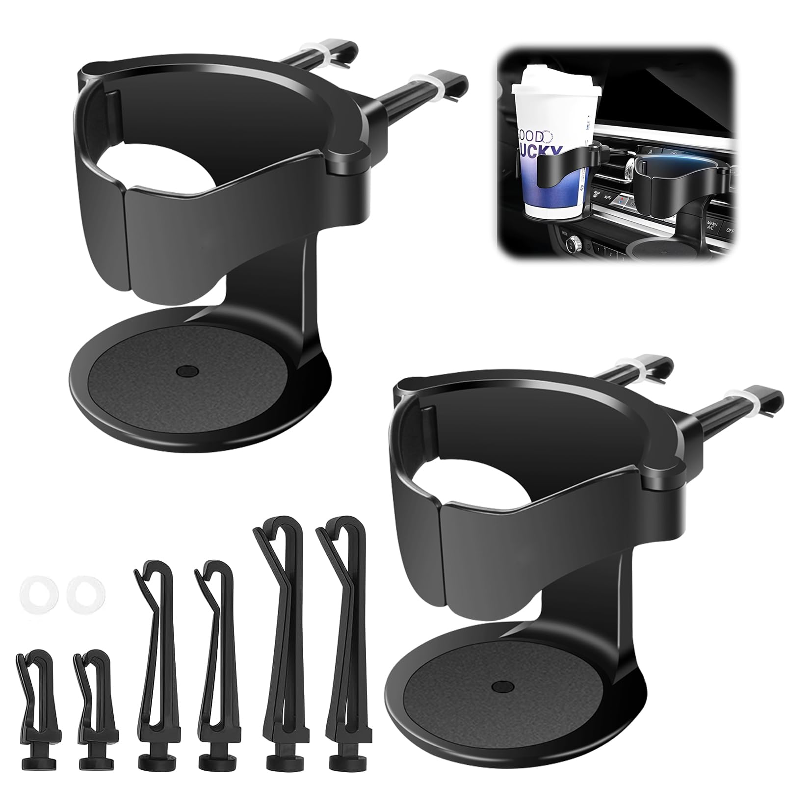 2 Stück Auto Getränkehalter, Universeller Getränkehalter für Auto, Becherhalter Auto, Verstellbarere Auto Lüftungshalterung, Flaschenhalter für Auto Aschenbecher, Getränkedose, Kaffeebecher 2 Stück Auto Getränkehalter, Universeller Getränkehalter für Auto, Becherhalter Auto, Verstellbarere Auto Lüftungshalterung, Flaschenhalter für Auto Aschenbecher, Getränkedose, Kaffeebecher von Dawumin