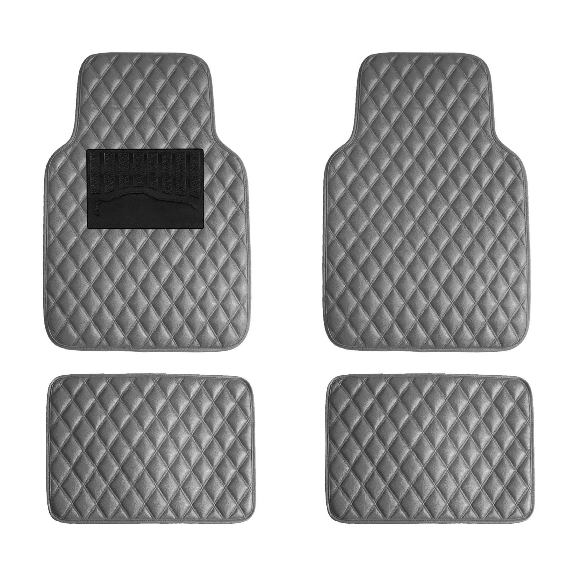 4 Stück Auto Leder Fußmatten, für Audi SQ7 SQ8 RS-Q3 RS-Q8 TFSI All-Wetter Wasserdicht Anti-Rutsch Abdeckung Schutz Bodenmatten Autozubehör,E Grey von Dciustfhe