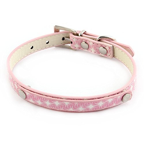 DealMux PU-Leder Haustier Hund Katze Gehen 5 Löcher Einstellbare Gürtel Halsband 38cm lang Rosa von DealMux