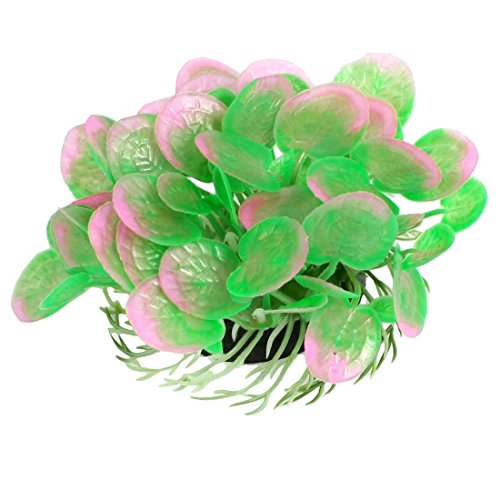 Fish Tank Künstliche Rosa-Grün-runde Blätter Kunststoff Pläne Gras von DealMux