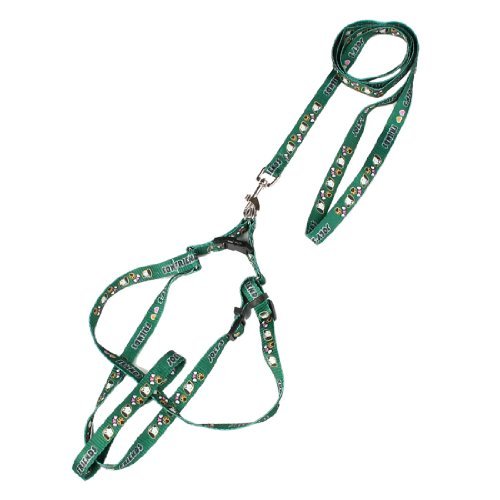 Medium Size Pet Dog Harness Poot Heart Brief Gedrukt Dark Green nylon riem von DealMux