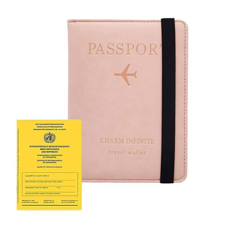 Deautie Reisepasshülle, Reisepasshülle aus Leder, Unisex-Passinhaber, Reisepasshülle mit RFID-Blocker, für Damen Herren Reisepass Kreditkarten, Ausweis und Reisedokumente (Rosa) von Deautie