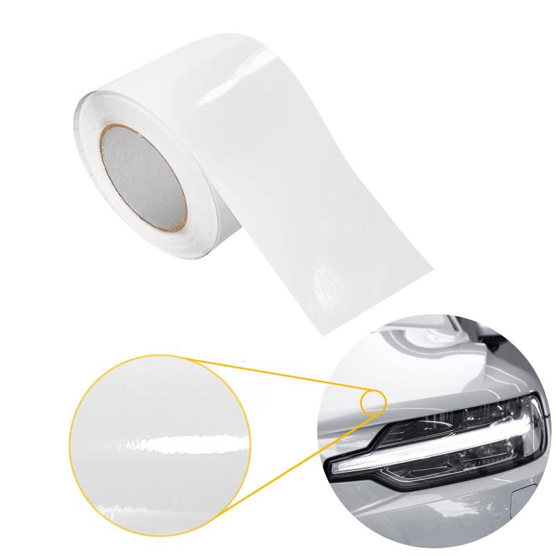 Autofolie Glanz 10x50 cm | Klebefolie Auto mit Luftkanal-Kleber und UV-Schutz | Selbstklebend Folie für Innen und Außen | Auto Folierung für Tuning | Einstiegsleisten Schutz | Weiß Glanz von DecoMeister