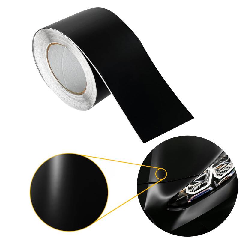 Autofolie matt 10x50 cm | Klebefolie Auto mit Luftkanal-Kleber und UV-Schutz | Selbstklebend Folie für Innen und Außen | Auto Folierung für Tuning | Einstiegsleisten Schutz | Schwarz Matt von DecoMeister