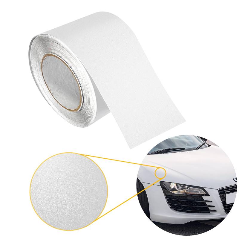 Autofolie matt 10x50 cm | Klebefolie Auto mit Luftkanal-Kleber und UV-Schutz | Selbstklebend Folie für Innen und Außen | Auto Folierung für Tuning | Einstiegsleisten Schutz | Strukturfolie Weiß Matt von DecoMeister