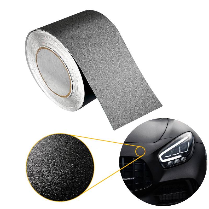 Autofolie matt 10x50cm | Klebefolie Auto mit Luftkanal-Kleber und UV-Schutz | Selbstklebend Folie für Innen und Außen | Auto Folierung für Tuning | Einstiegsleisten Schutz | Strukturfolie Schwarz Matt von DecoMeister