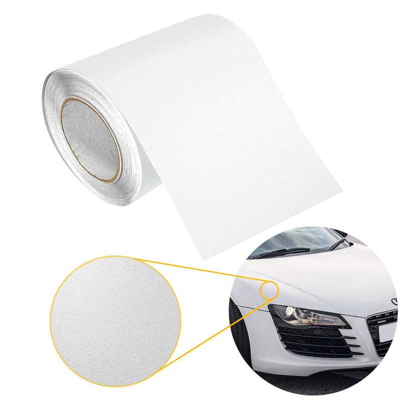 Autofolie matt 20x50 cm | Klebefolie Auto mit Luftkanal-Kleber und UV-Schutz | Selbstklebend Folie für Innen und Außen | Auto Folierung für Tuning | Einstiegsleisten Schutz | Strukturfolie Weiß Matt von DecoMeister