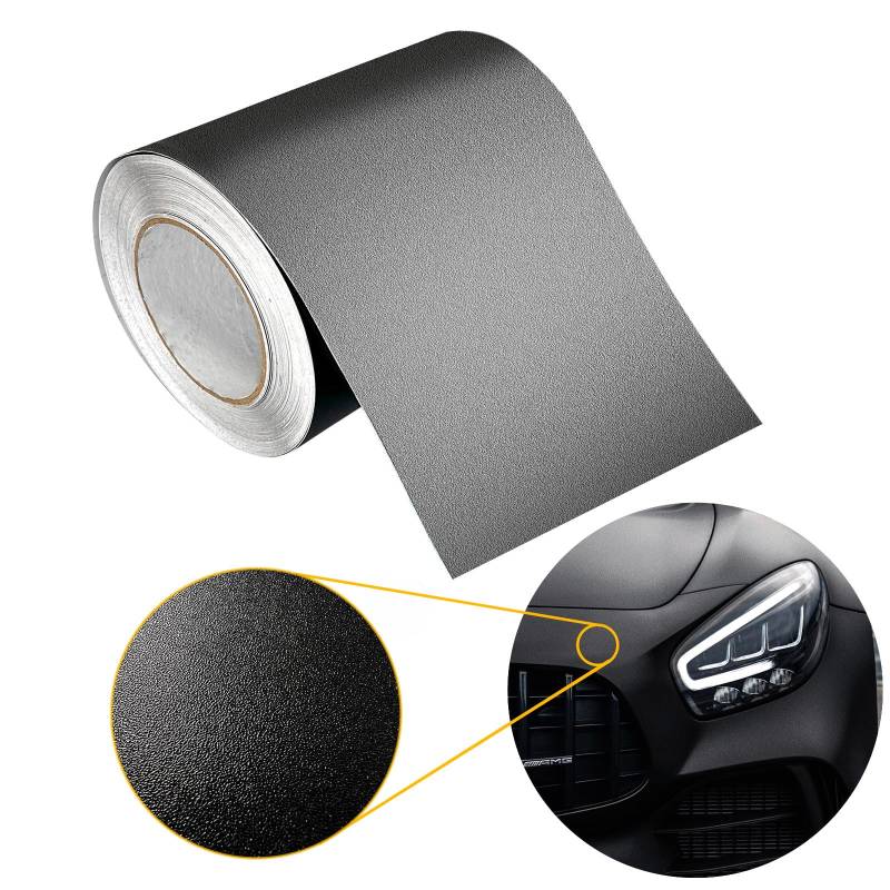 Autofolie matt 20x50cm | Klebefolie Auto mit Luftkanal-Kleber und UV-Schutz | Selbstklebend Folie für Innen und Außen | Auto Folierung für Tuning | Einstiegsleisten Schutz | Strukturfolie Schwarz Matt von DecoMeister