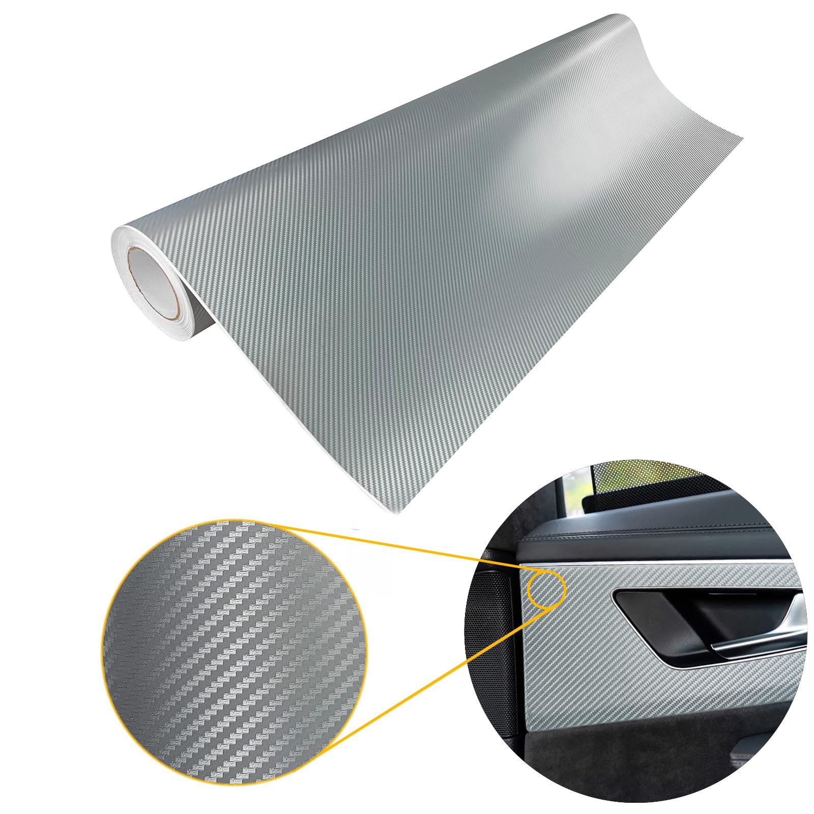 Carbon Folie 100x1500 cm | Carbonfolie matt mit Luftkanal-Kleber und UV-Schutz | Selbstklebend Autofolie für Innen und Außen | Auto Folierung für Tuning | Carwrappingfolie | Carbon 3D Silber Carbon Folie 100x1500 cm | Carbonfolie matt mit Luftkanal-Kleber und UV-Schutz | Selbstklebend Autofolie für Innen und Außen | Auto Folierung für Tuning | Carwrappingfolie | Carbon 3D Silber von DecoMeister