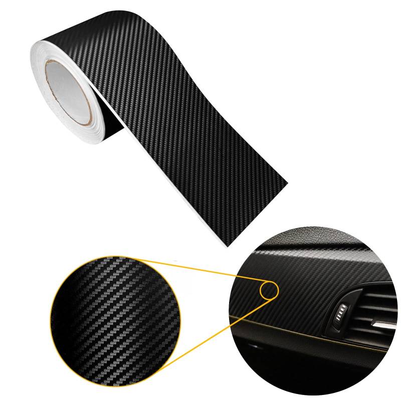 Carbon Folie 10x50 cm | Carbonfolie matt mit Luftkanal-Kleber und UV-Schutz | Selbstklebend Autofolie für Innen und Außen | Auto Folierung für Tuning | Einstiegsleisten Schutz | Carbon 3D Shwarz von DecoMeister