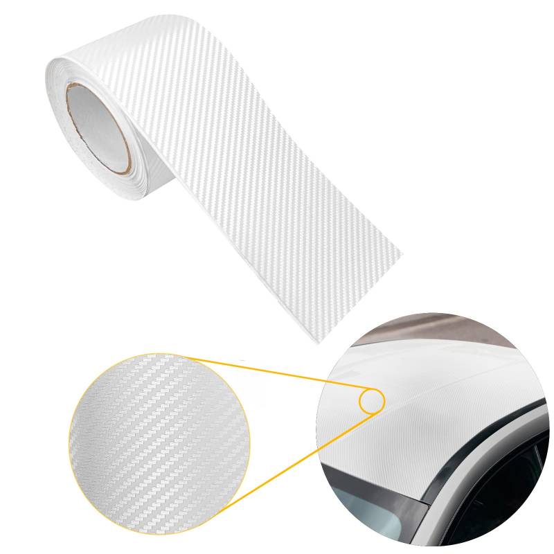 Carbon Folie 10x50 cm | Carbonfolie matt mit Luftkanal-Kleber und UV-Schutz | Selbstklebend Autofolie für Innen und Außen | Auto Folierung für Tuning | Einstiegsleisten Schutz | Carbon 3D Weiß von DecoMeister