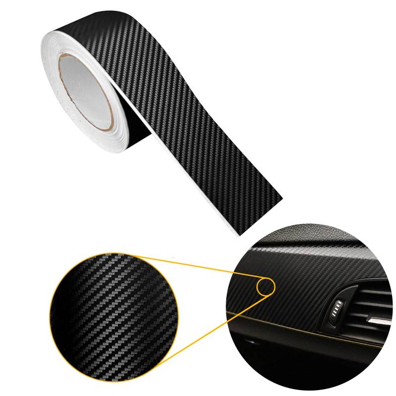 Carbon Folie 5x50 cm | Carbonfolie matt mit Luftkanal-Kleber und UV-Schutz | Selbstklebend Autofolie für Innen und Außen | Auto Folierung für Tuning | Einstiegsleisten Schutz | Carbon 3D Shwarz von DecoMeister