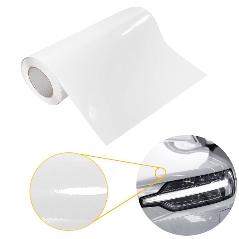 DecoMeister Autofolie Glanz 50x300 cm | Klebefolie Auto mit Luftkanal-Kleber und UV-Schutz | Selbstklebend Folie für Innen und Außen | Auto Folierung für Tuning | Carwrappingfolie | Weiß Glanz von DecoMeister