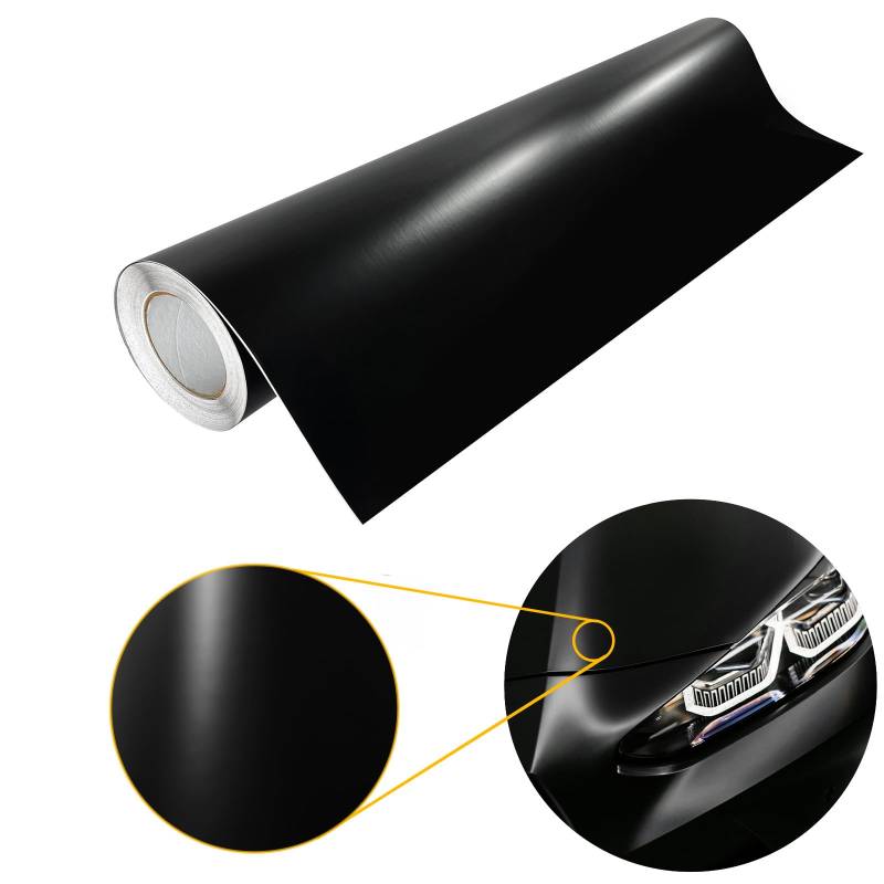 DecoMeister Autofolie matt 100x1000 cm | Klebefolie Auto mit Luftkanal-Kleber und UV-Schutz | Selbstklebend Folie für Innen und Außen | Auto Folierung für Tuning | Carwrappingfolie | Schwarz Matt von DecoMeister
