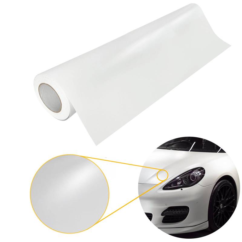 DecoMeister Autofolie matt 100x1000 cm | Klebefolie Auto mit Luftkanal-Kleber und UV-Schutz | Selbstklebend Folie für Innen und Außen | Auto Folierung für Tuning | Carwrappingfolie | Weiß Matt von DecoMeister