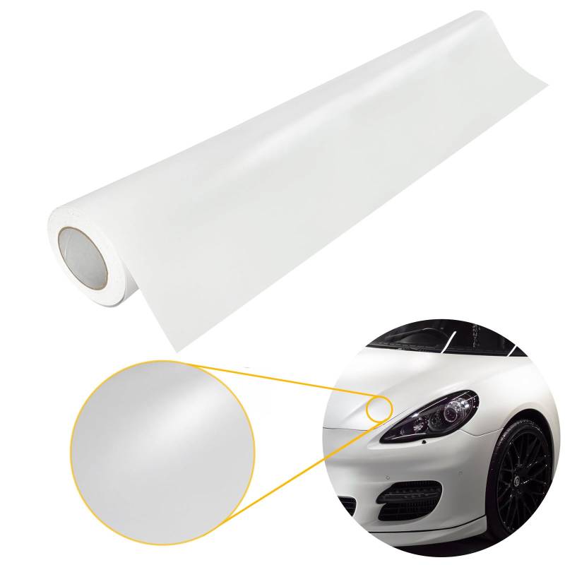 DecoMeister Autofolie matt 151x300 cm | Klebefolie Auto mit Luftkanal-Kleber und UV-Schutz | Selbstklebend Folie für Innen und Außen | Auto Folierung für Tuning | Carwrappingfolie | Weiß Matt von DecoMeister
