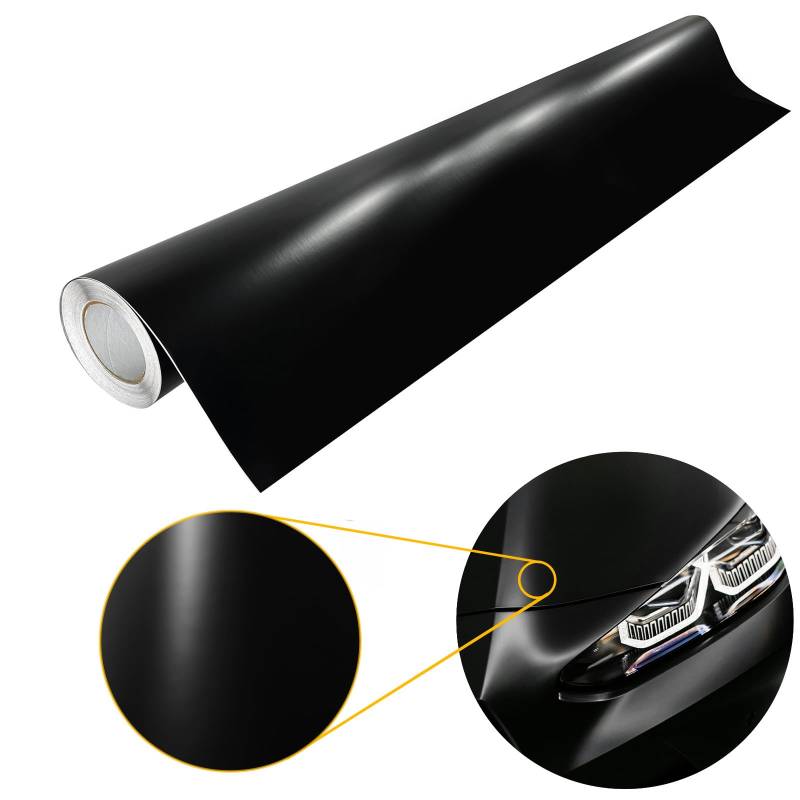 DecoMeister Autofolie matt 151x500 cm | Klebefolie Auto mit Luftkanal-Kleber und UV-Schutz | Selbstklebend Folie für Innen und Außen | Auto Folierung für Tuning | Carwrappingfolie | Schwarz Matt von DecoMeister