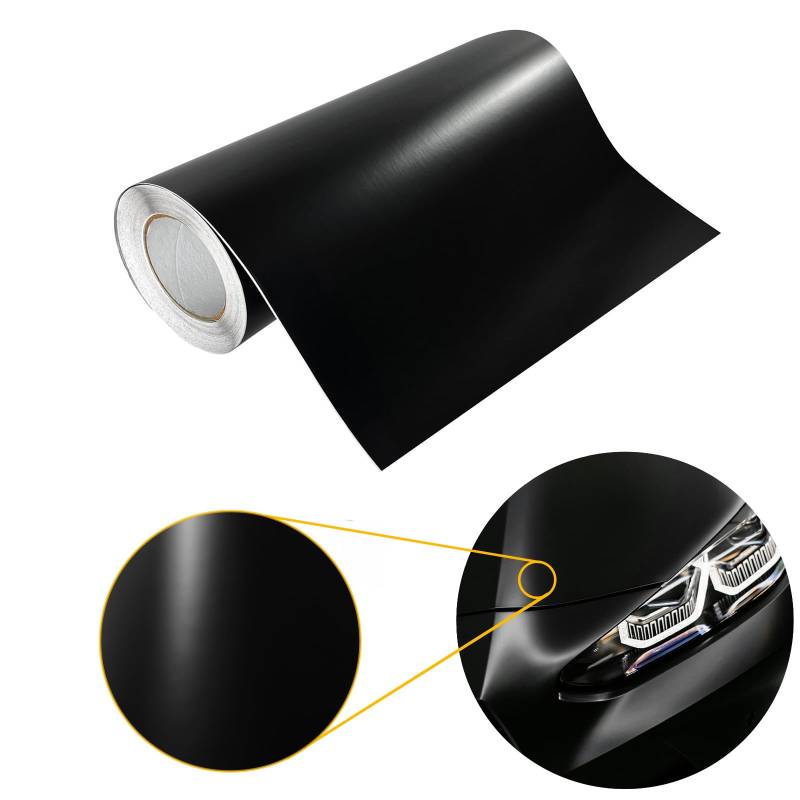 DecoMeister Autofolie matt 50x1000 cm | Klebefolie Auto mit Luftkanal-Kleber und UV-Schutz | Selbstklebend Folie für Innen und Außen | Auto Folierung für Tuning | Carwrappingfolie | Schwarz Matt von DecoMeister