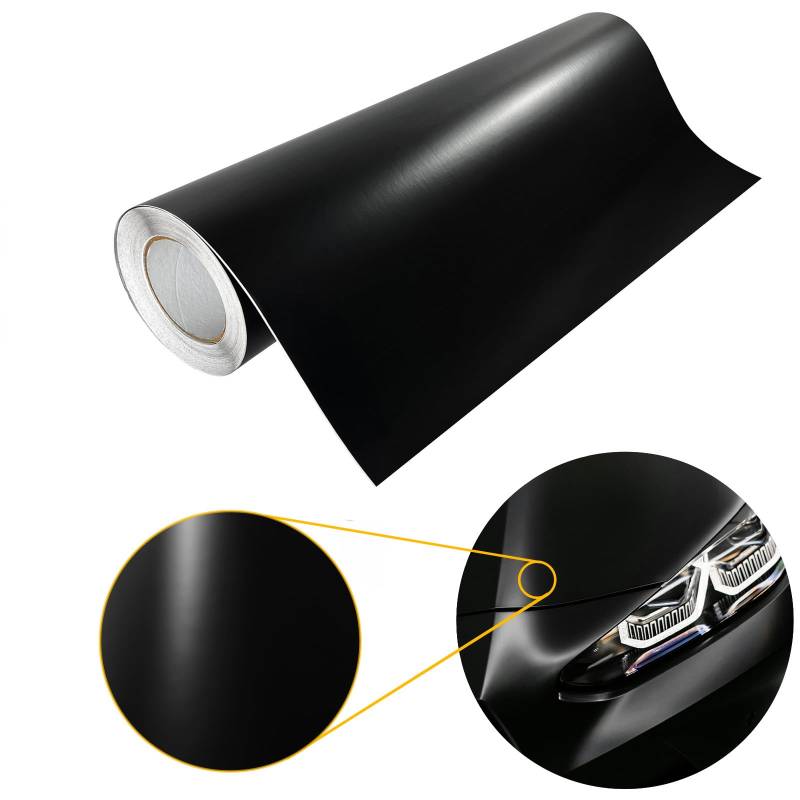 DecoMeister Autofolie matt 75x100 cm | Klebefolie Auto mit Luftkanal-Kleber und UV-Schutz | Selbstklebend Folie für Innen und Außen | Auto Folierung für Tuning | Carwrappingfolie | Schwarz Matt von DecoMeister