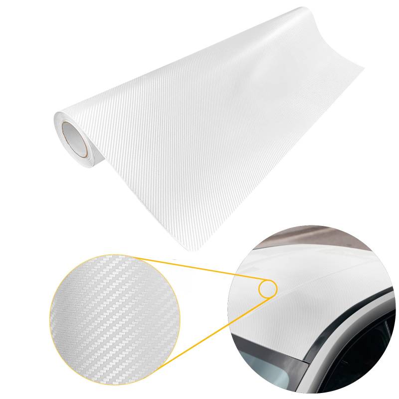 DecoMeister Carbon Folie 100x50 cm | Carbonfolie matt mit Luftkanal-Kleber und UV-Schutz | Selbstklebend Autofolie für Innen und Außen | Auto Folierung für Tuning | Carwrappingfolie | Carbon 3D Weiß von DecoMeister
