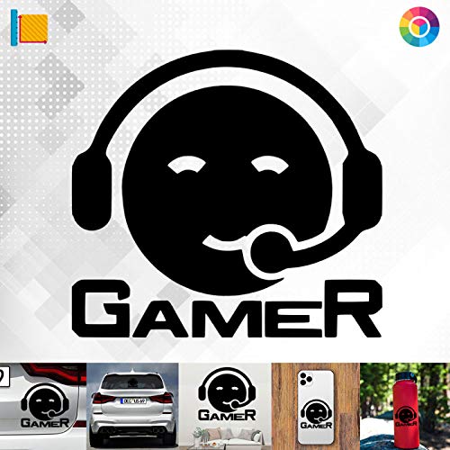 Decus Shop Smiley Gamer Headset 3092 // Sticker Aufkleber vers. Größe Farbe von Decus Shop