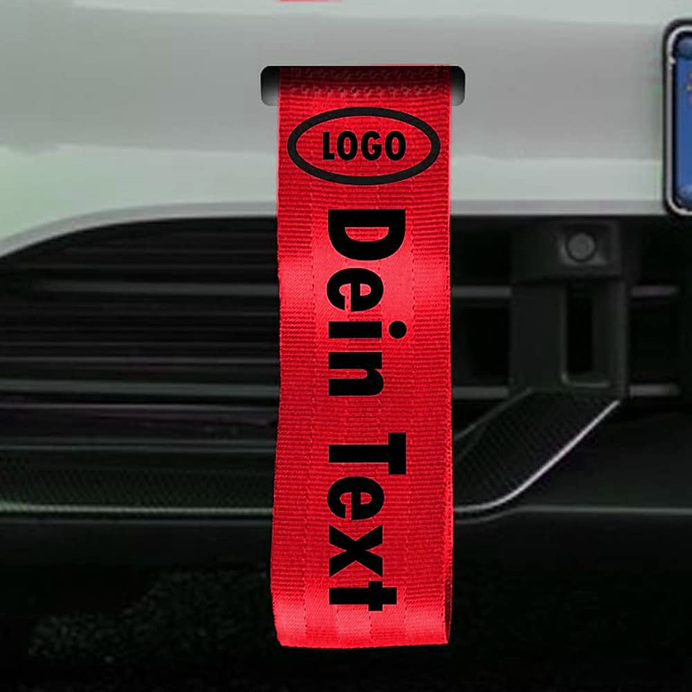 Wunschtext Abschleppschlaufe versch. Farben Abschleppband Abschleppöse Abschleppseil Schlaufe Rallye Tow Strap Zubehör von Decus Shop