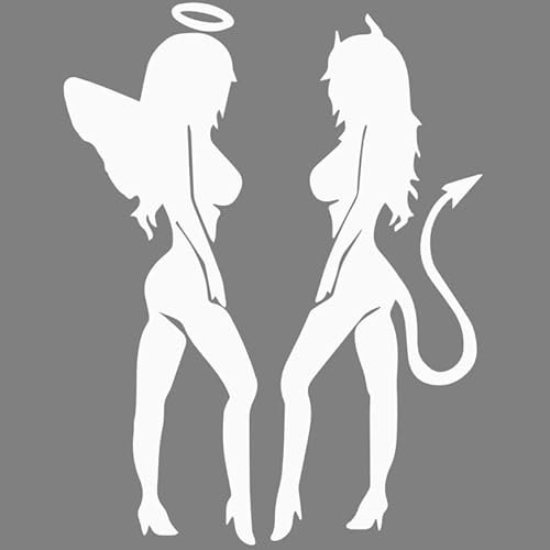 Decus Engel und Teufel Frauen sexy XXL 0233 (weiß) // Sticker OEM JDM Style Aufkleber von Decus
