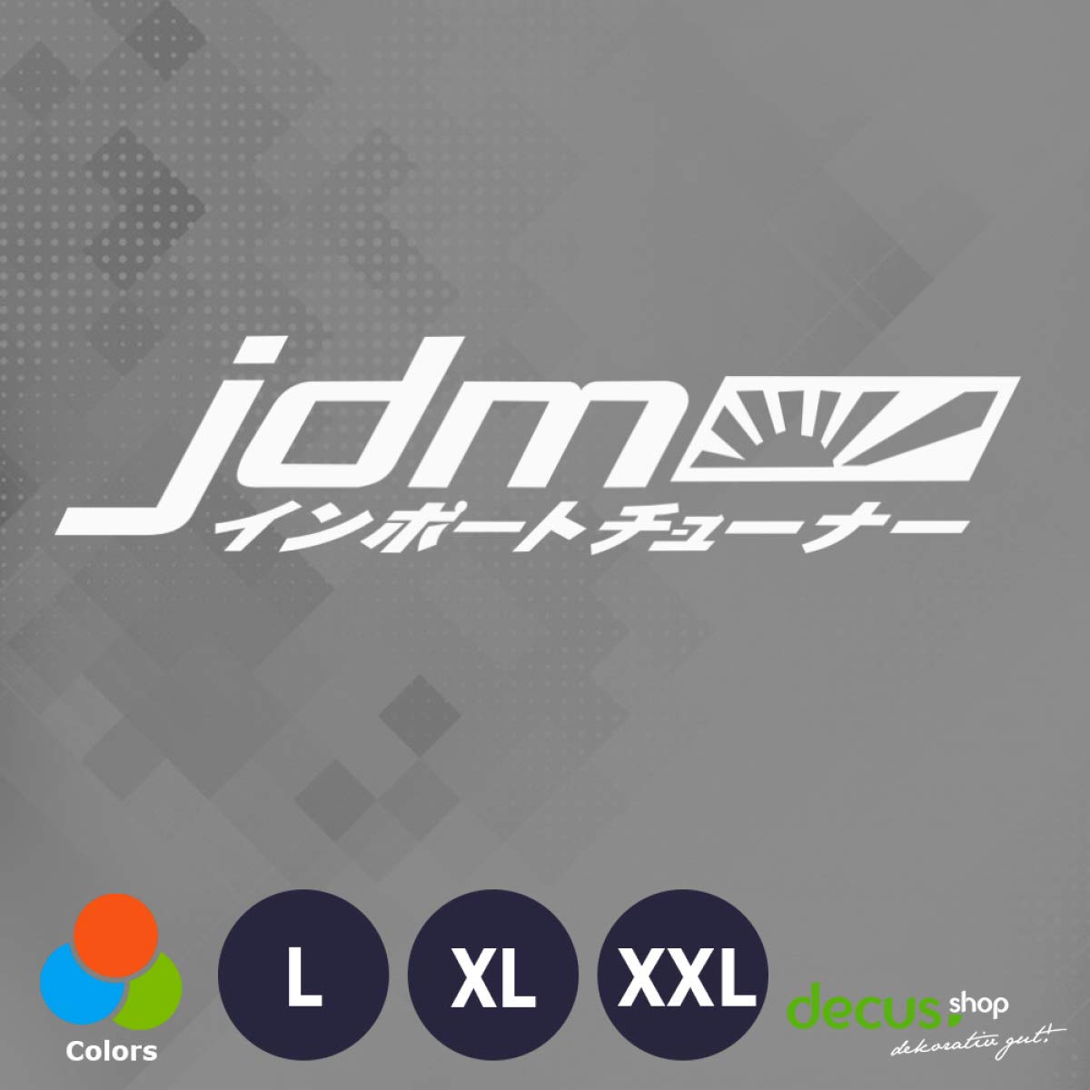 Decus JDM Sun Schrift JAPANISCH XXL 1358 (weiß) // Sticker OEM JDM Style Aufkleber von Decus