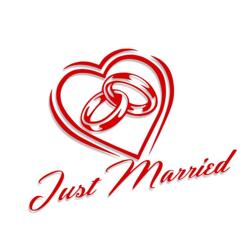 Decus Wedding Just Married Hochzeit Ringe XXL 0292 (rot) // Sticker OEM JDM Style Aufkleber von Decus