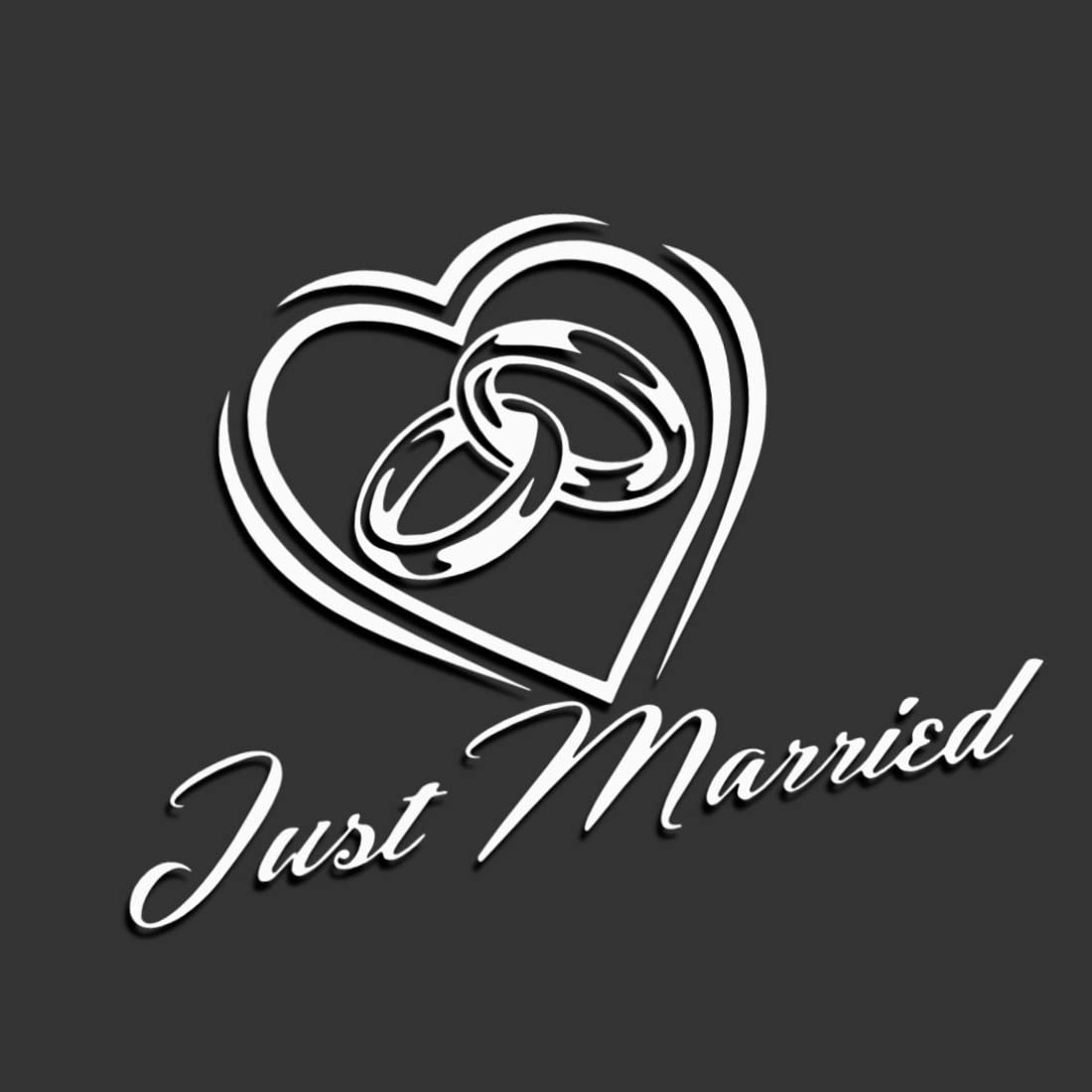 Decus Wedding Just Married Hochzeit Ringe XXL 0292 (weiß) // Sticker OEM JDM Style Aufkleber von Decus